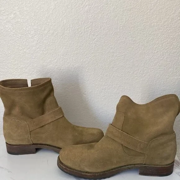 Frye Veronica Moto Green Suede Bootie - Picture 5 of 8